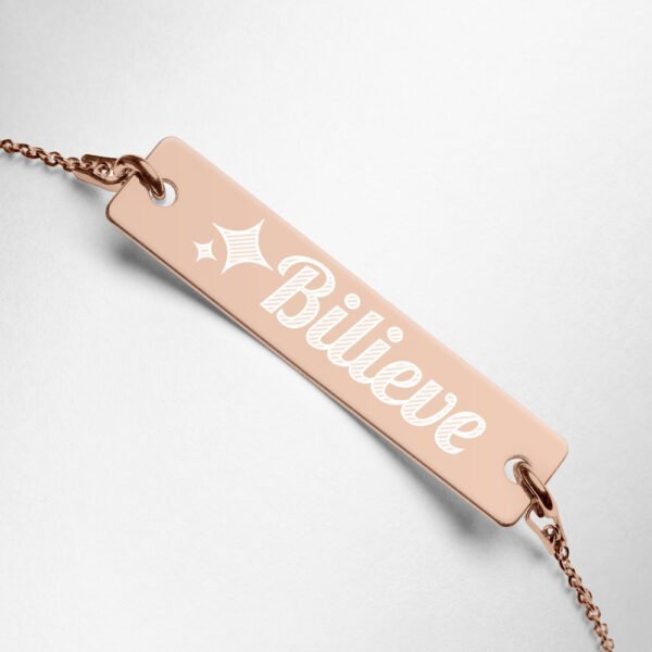 Bilieve – Engraved Silver Bar Chain Bracelet 10