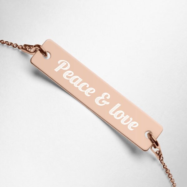 Peace & Love – Engraved Silver Bar Chain Bracelet 9