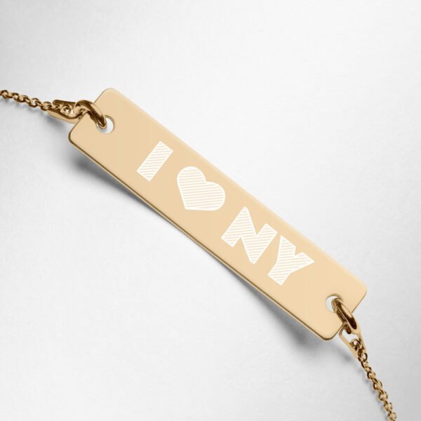 I love New York – Engraved Silver Bar Chain Bracelet 13