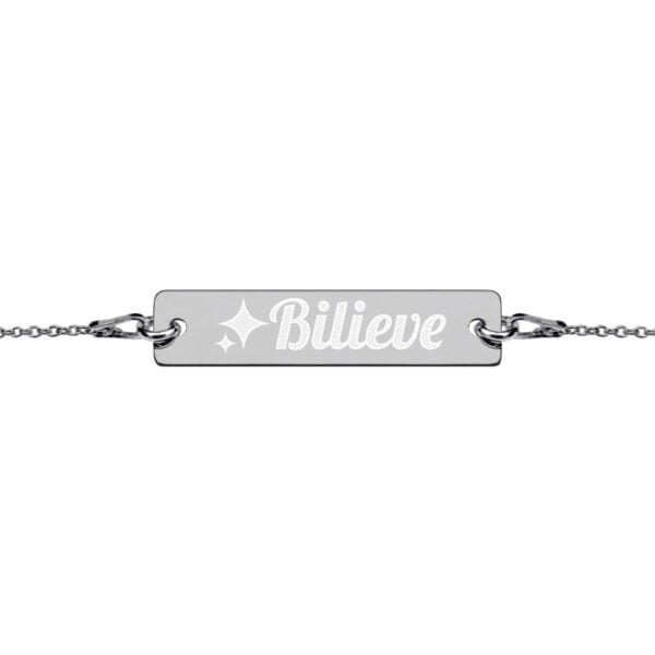 Bilieve – Engraved Silver Bar Chain Bracelet 7