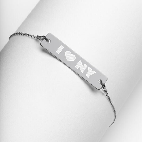 I love New York – Engraved Silver Bar Chain Bracelet 9