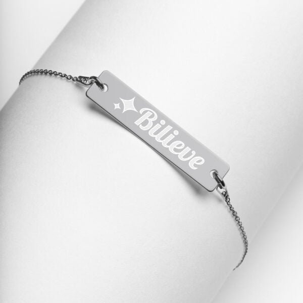 Bilieve – Engraved Silver Bar Chain Bracelet 8
