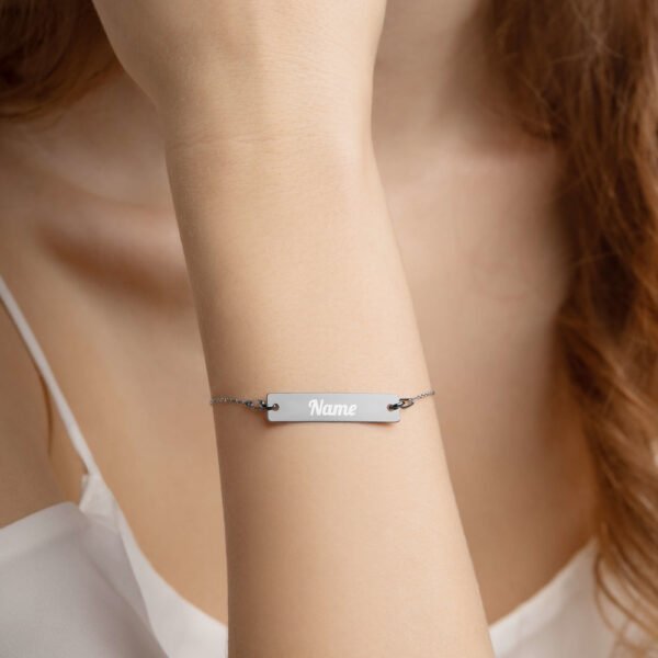First Name Bracelet – Engraved Silver Bar Chain Bracelet 4