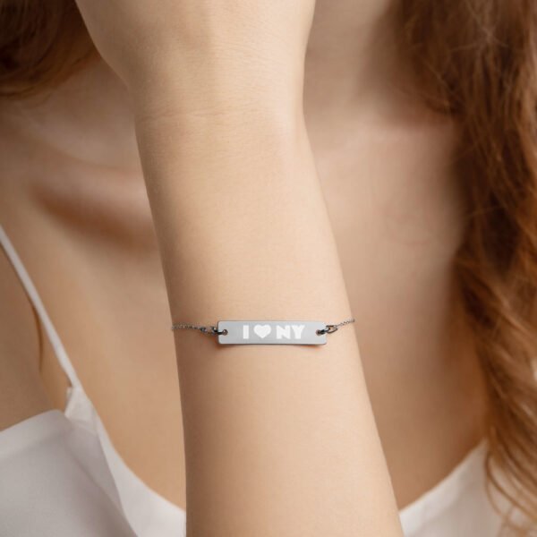 I love New York – Engraved Silver Bar Chain Bracelet 4