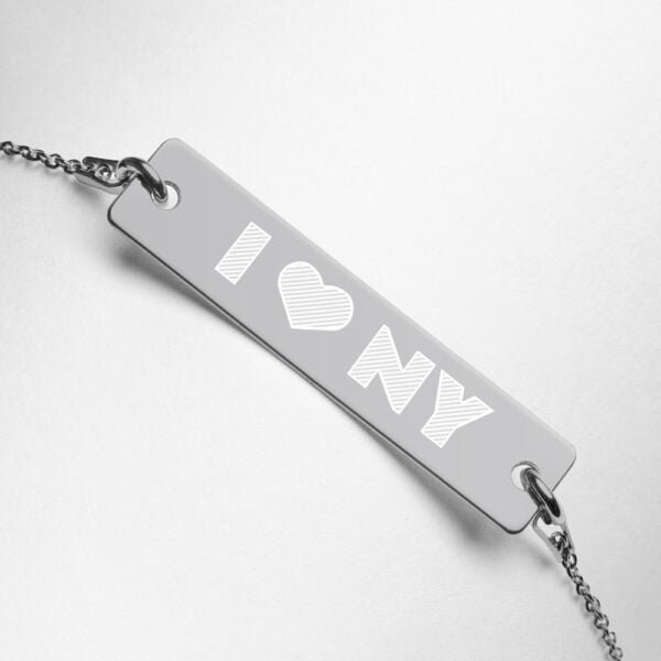 I love New York – Engraved Silver Bar Chain Bracelet 3
