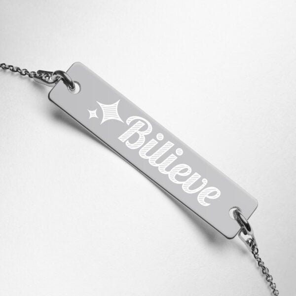 Bilieve – Engraved Silver Bar Chain Bracelet 3