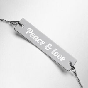 Peace & Love – Engraved Silver Bar Chain Bracelet