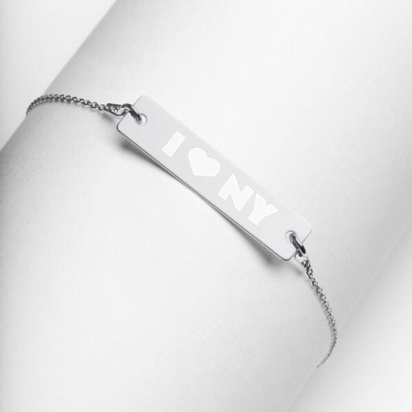 I love New York – Engraved Silver Bar Chain Bracelet 14