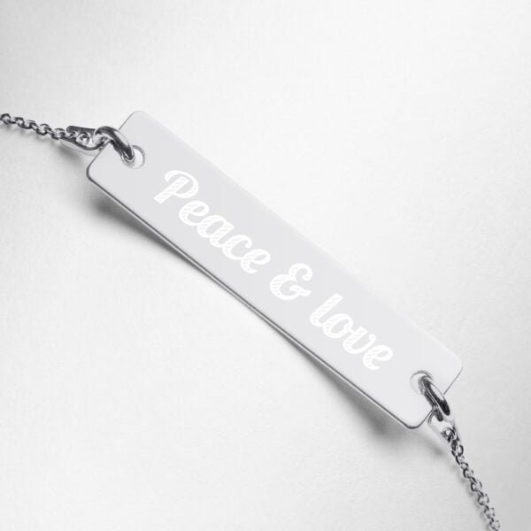 Peace & Love – Engraved Silver Bar Chain Bracelet 13