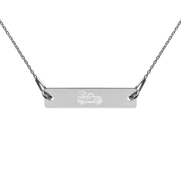 Love – Engraved Silver Bar Chain Necklace 6