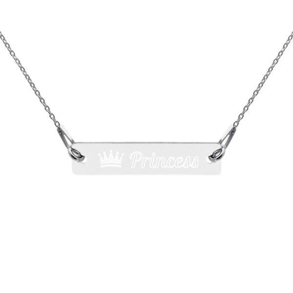 Princess – Engraved Silver Bar Chain Necklace 6