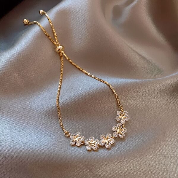 Luxury rhinestone flower petal bracelet for women and girls 7