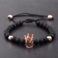 Charm bracelet with black zircon stone beads. 8