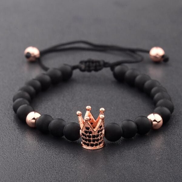 Charm bracelet with black zircon stone beads. 5