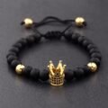 Charm bracelet with black zircon stone beads. 6