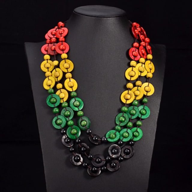 Ethnic necklace of multilayered beads bohemian style - Image 3