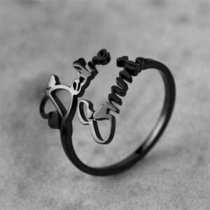 Personalized double name ring adjustable in stainless steel