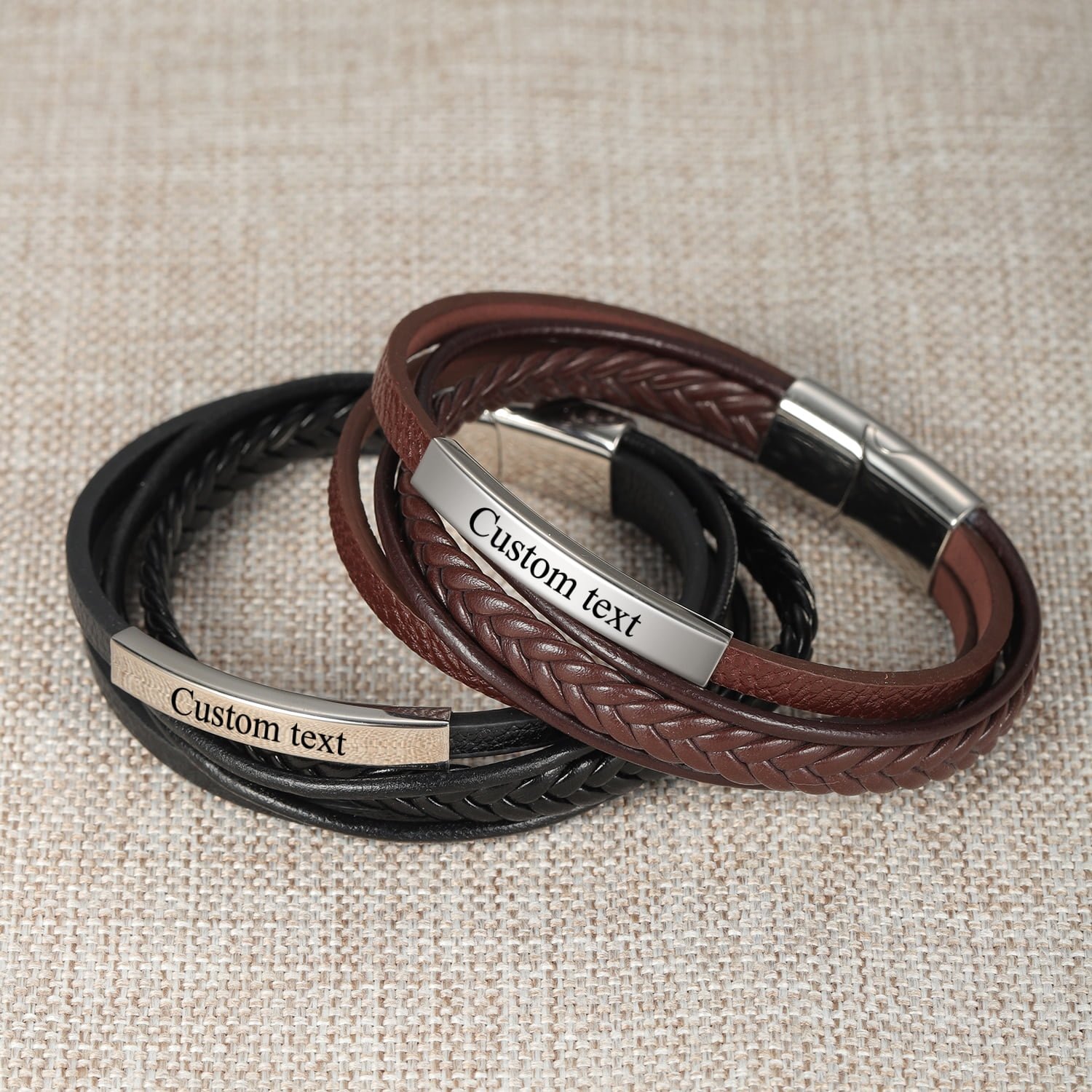 Unique Leather Bracelet For Men Custom 1 8 Names Engraved - Temu-sonthuy.vn