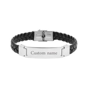 Leather name bracelet for women and men