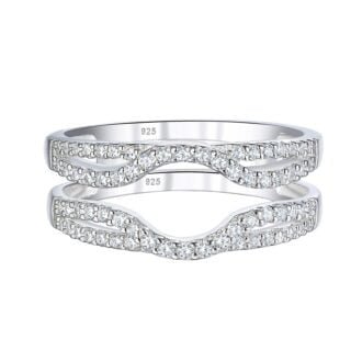 Hollow zirconia sterling silver wedding rings for women