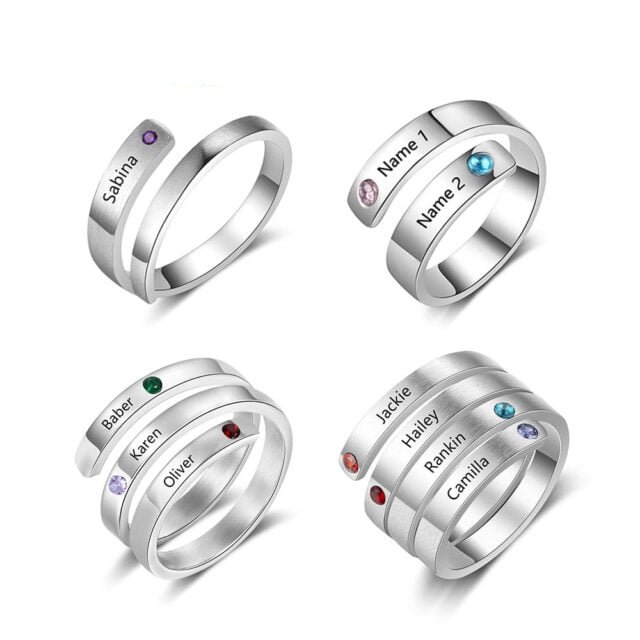 Customized rings for mothers with engraved names 3