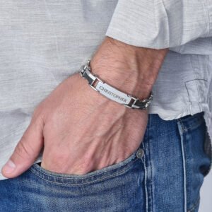 Personalized stainless steel first name bracelet for men