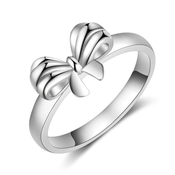 Personalized bow-shaped ring engraved with 2 names 4