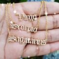 Zodiac zircon necklace with letter for women 13