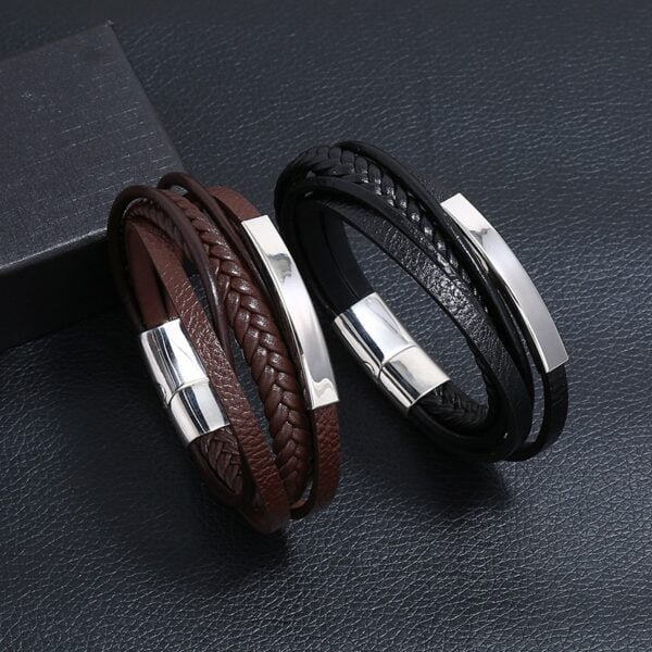 Braided and personalized leather bracelet for men 5