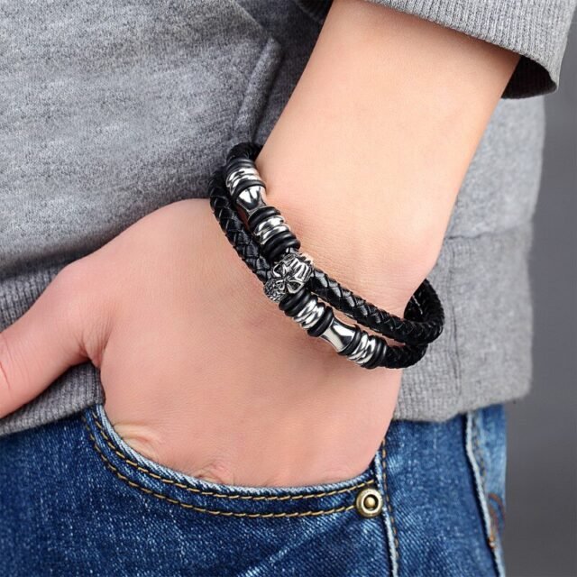 Real leather charm bracelet for men and women 5