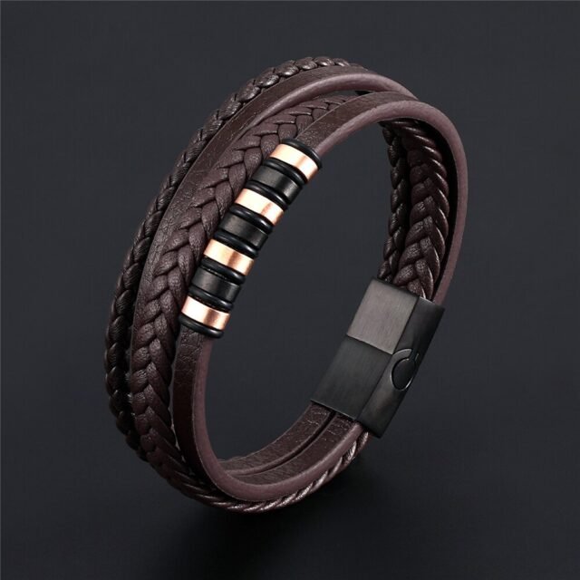 Genuine leather and stainless steel bracelet for men® 4