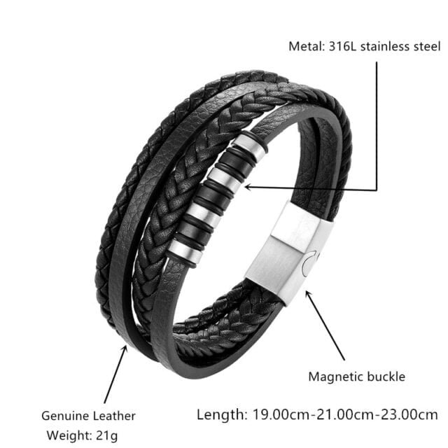 Genuine leather and stainless steel bracelet for men® 7