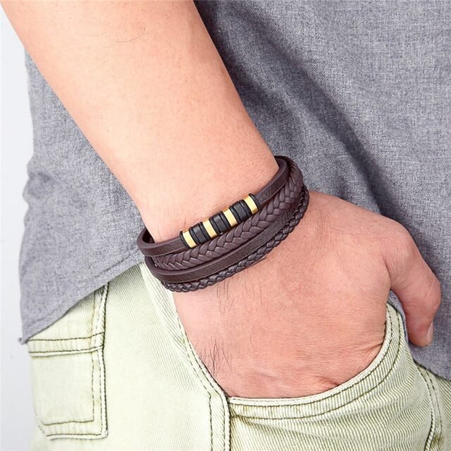 Genuine leather and stainless steel bracelet for men® 8