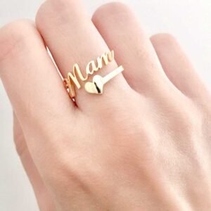 Adjustable ring with customizable heart and name