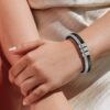 Leather bracelet engraved 3 names 10