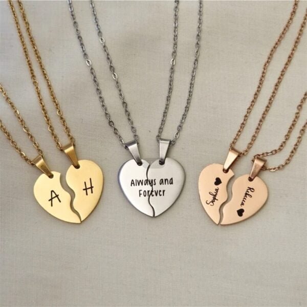 Personalized separable heart necklace for couple 4