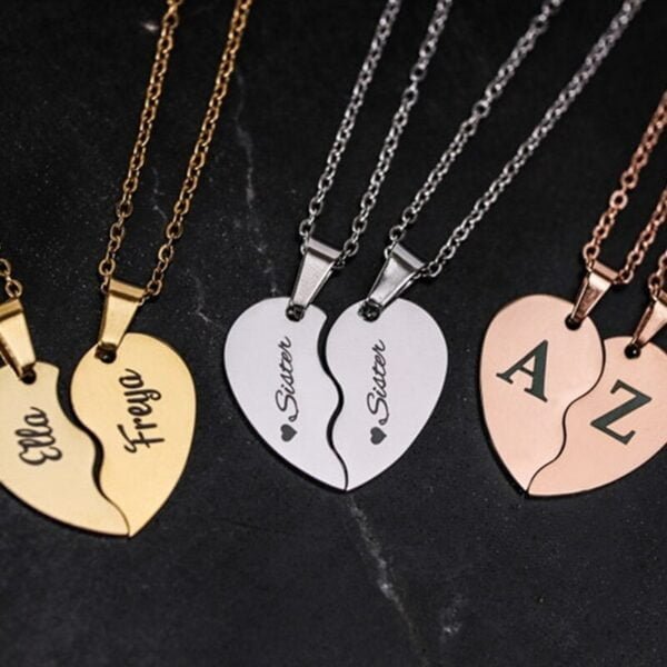 Personalized separable heart necklace for couple 6