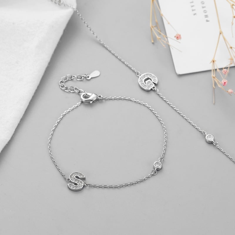 Initial letter bracelet with zircon stone 7 Initial letter bracelet with zircon stone - Image 5