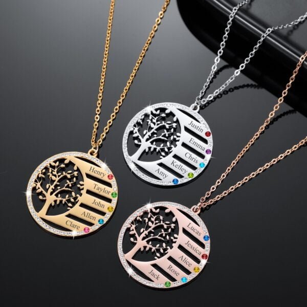 Personalized family tree pendant necklace 7