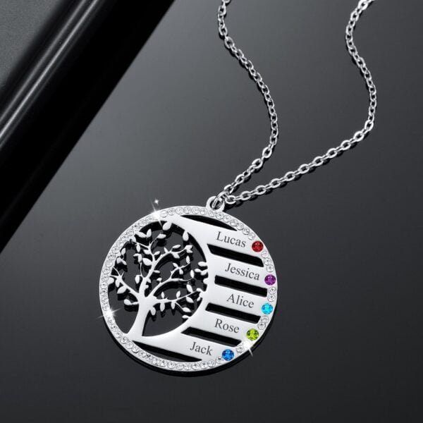 Personalized family tree pendant necklace 6
