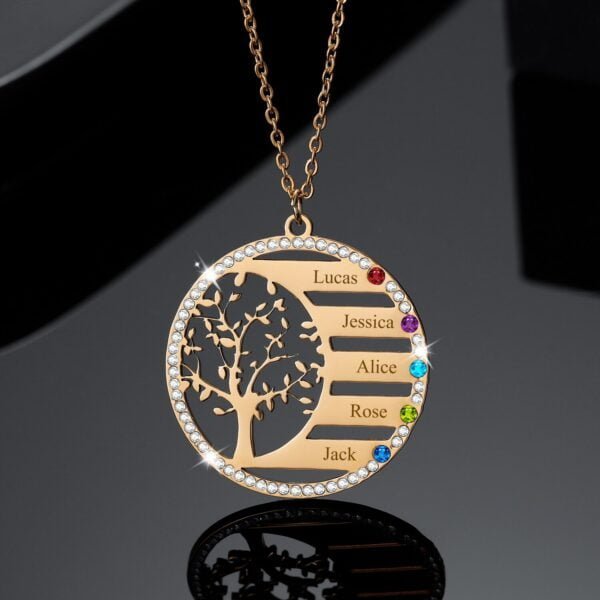 Personalized family tree pendant necklace 8