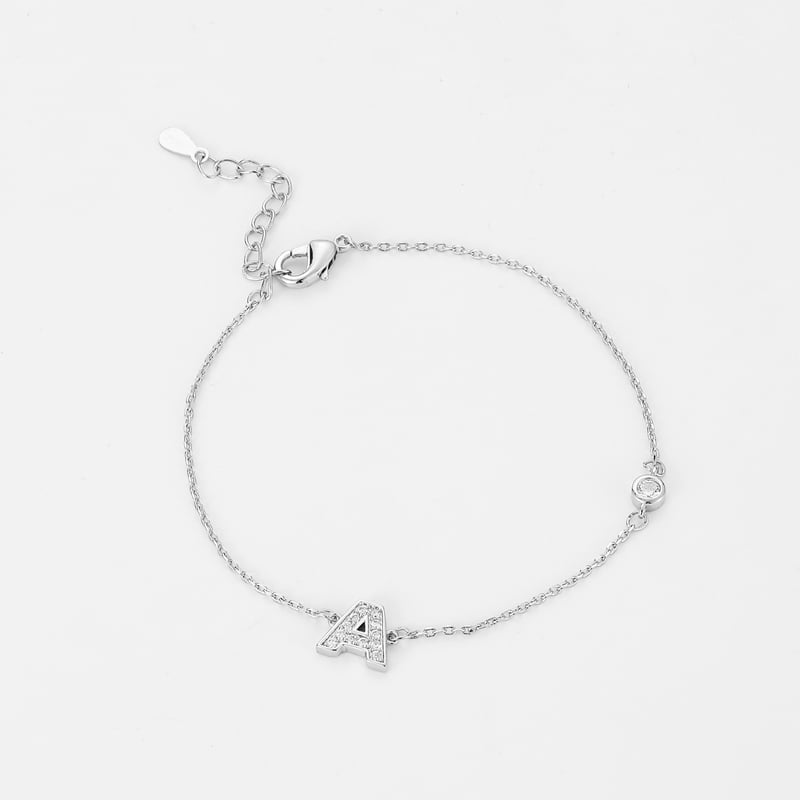 Initial letter bracelet with zircon stone 3 Initial letter bracelet with zircon stone