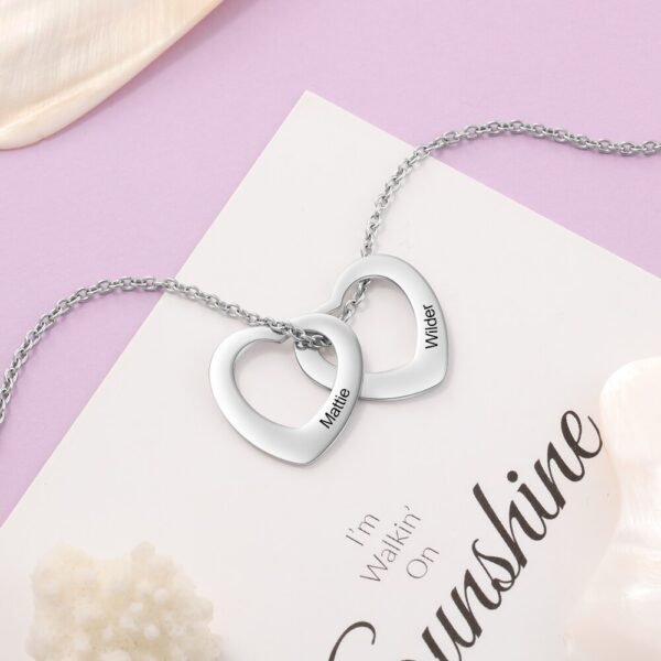 Necklace with engraved heart pendants 5