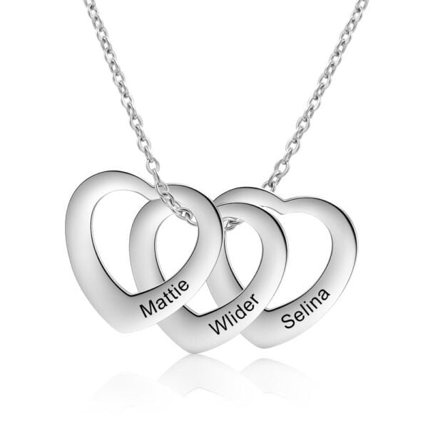 Necklace with engraved heart pendants 6