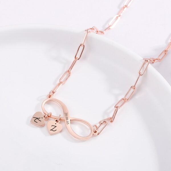 Infinity necklace with engraved heart initials 6