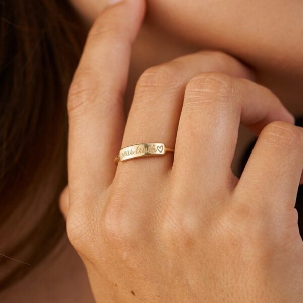 Minimalist engraved ring for women 9