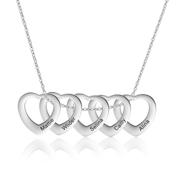 Necklace with engraved heart pendants 10
