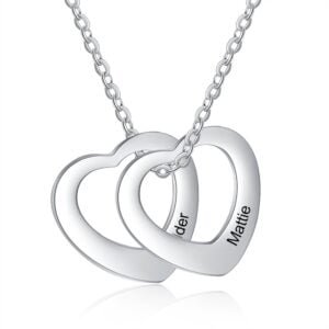 Necklace with engraved heart pendants