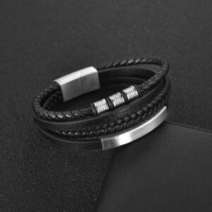 Bracelet élégant en cuir tissé pour homme 11 Bracelet élégant en cuir tissé pour homme 11