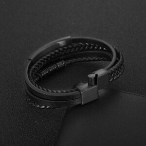 Bracelet élégant en cuir tissé pour homme 12 Bracelet élégant en cuir tissé pour homme 12